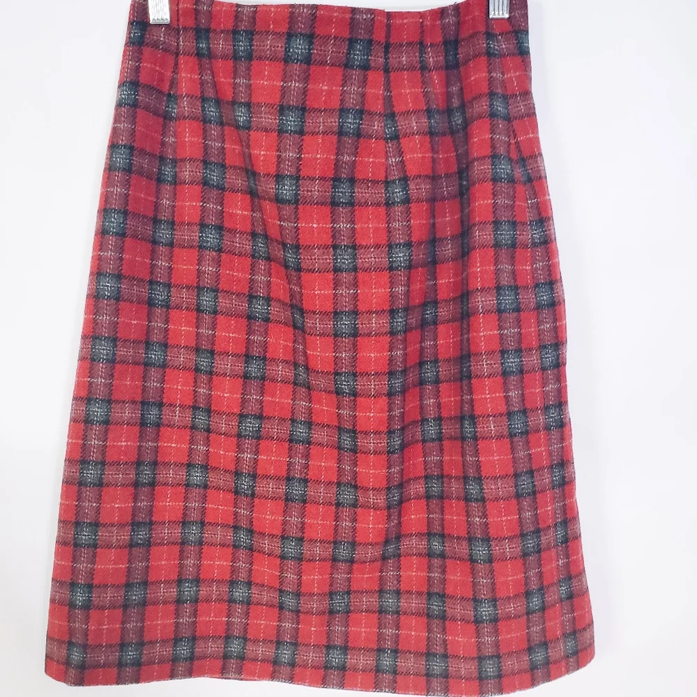 Plaid Wool Skirt - Picture 4 of 8
